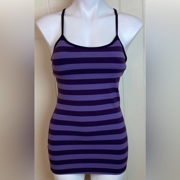 LULULEMON Tank Power Y Racerback tank PURPLE STRIPED ATHLETIC Yoga size 6 - Picture 1 of 6